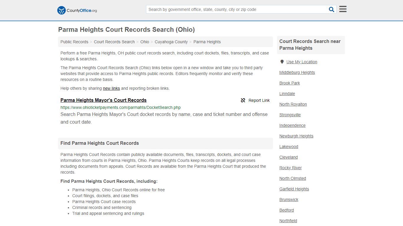 Court Records Search - Parma Heights, OH (Adoptions, Criminal, Child ...